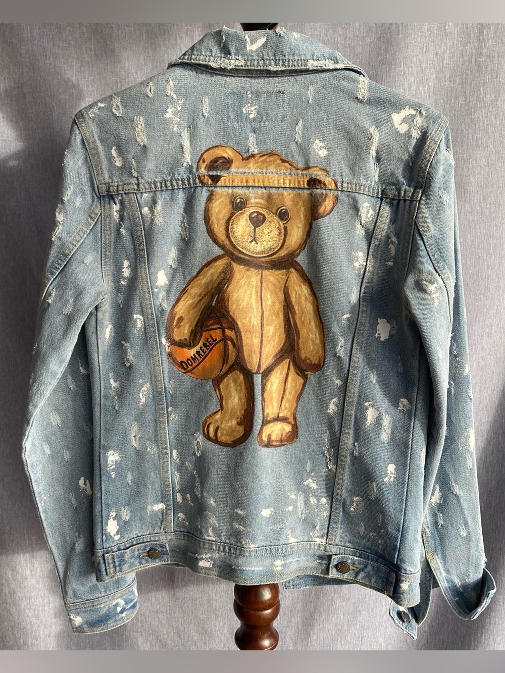 DOMREBEL | Distressed Denim Bear Jacket - XS